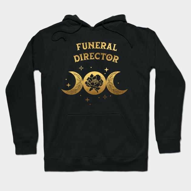 Funeral Director - Boho Moon & Wild Rose Golden Design Hoodie by best-vibes-only